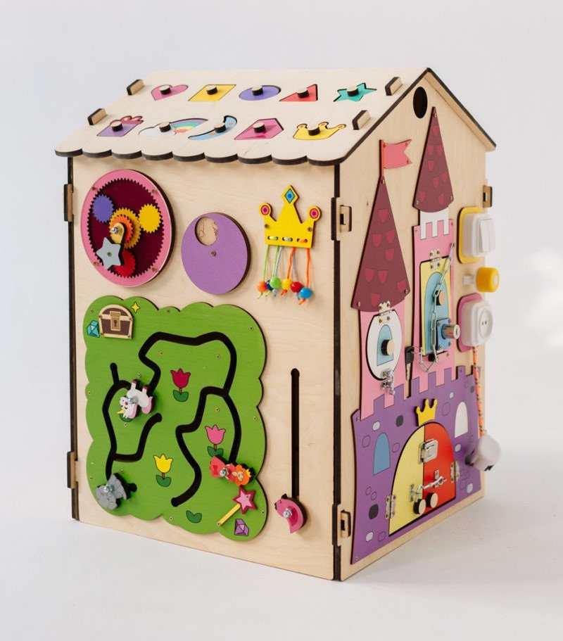 Busy Toy Wooden Big House for Toddler. Smart Educational Etsy