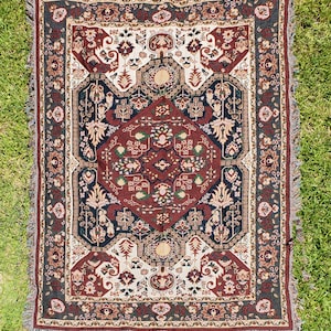 Persian Rug Style Woven Blanket, Arabesque Pattern Throw Blankets, Middle Eastern Design, Abstract Tapestry, Persian Wall Art, Vintage Rug