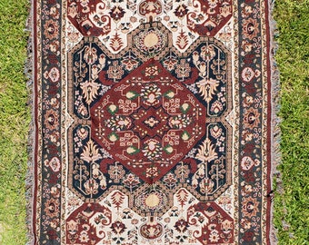 Persian Rug Style Woven Blanket, Arabesque Pattern Throw Blankets, Middle Eastern Design, Abstract Tapestry, Persian Wall Art, Vintage Rug