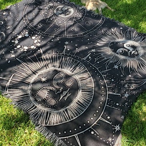 Astrologie gewebte Decke, gewebter Wandteppich, Sternzeichen Geschenke, Astrologie Geschenke, Vintage Sternenkarte, himmlische Decke, Weltraumliebhaber
