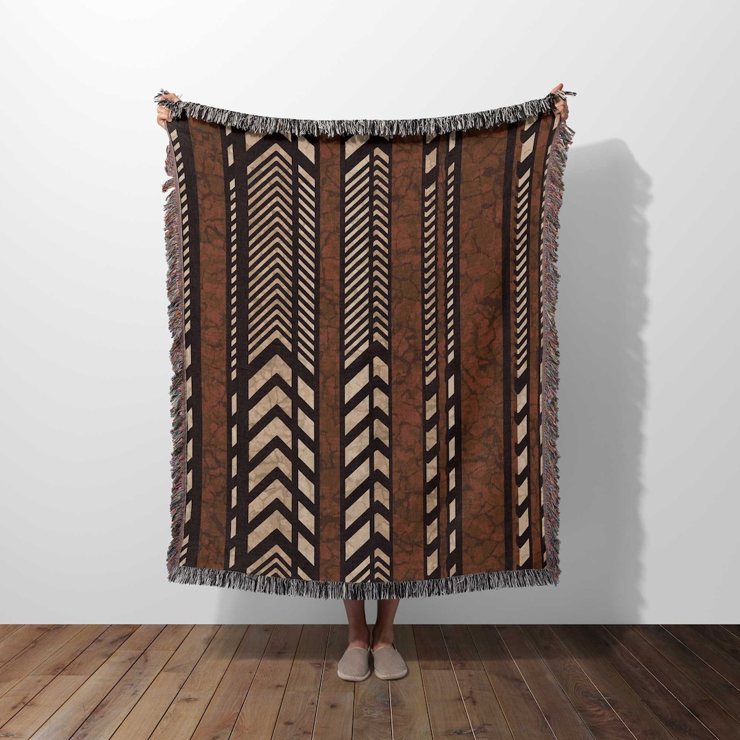 African Tribal Geometric Mixed Kanga Pattern Blanket LT9 main image 1