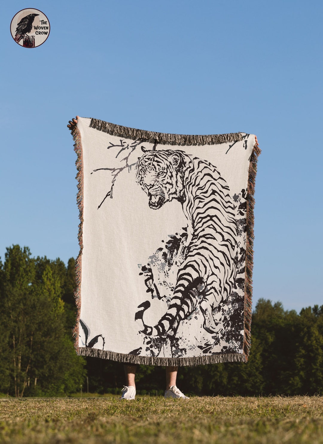 Woven Tiger Throw Blanket, Chinese Decor, USA Made Cotton - Etsy