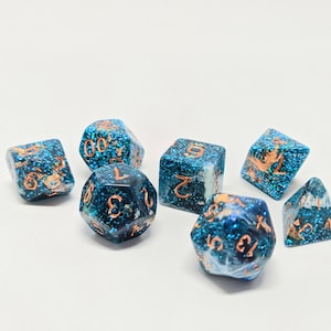 Power of the Ocean Dice, Custom DnD Dice, Handmade Dice, Custom Dice Set, Dungeons and Dragons Dice, Resin Dice