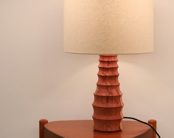 Aromatic Cedar Table Lamp | Modern Turned Wood Side Lamp