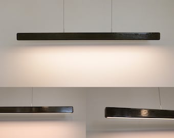 Linear Suspension LED Pendant in Ebonized White Oak | 48" Modern Light Fixture