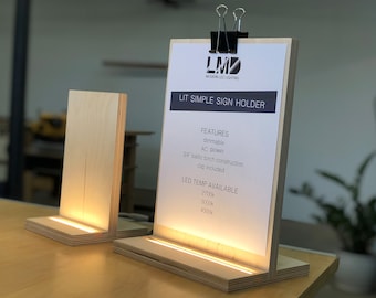 Lit Simple Wood Sign Holder