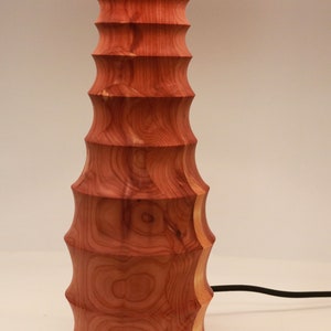 Aromatic Cedar Table Lamp Modern Turned Wood Side Lamp image 4