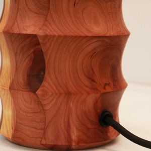 Aromatic Cedar Table Lamp Modern Turned Wood Side Lamp image 6