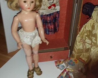 1940's Antique Composition Doll Suzanne by Effanbee with Trunk & Clothing