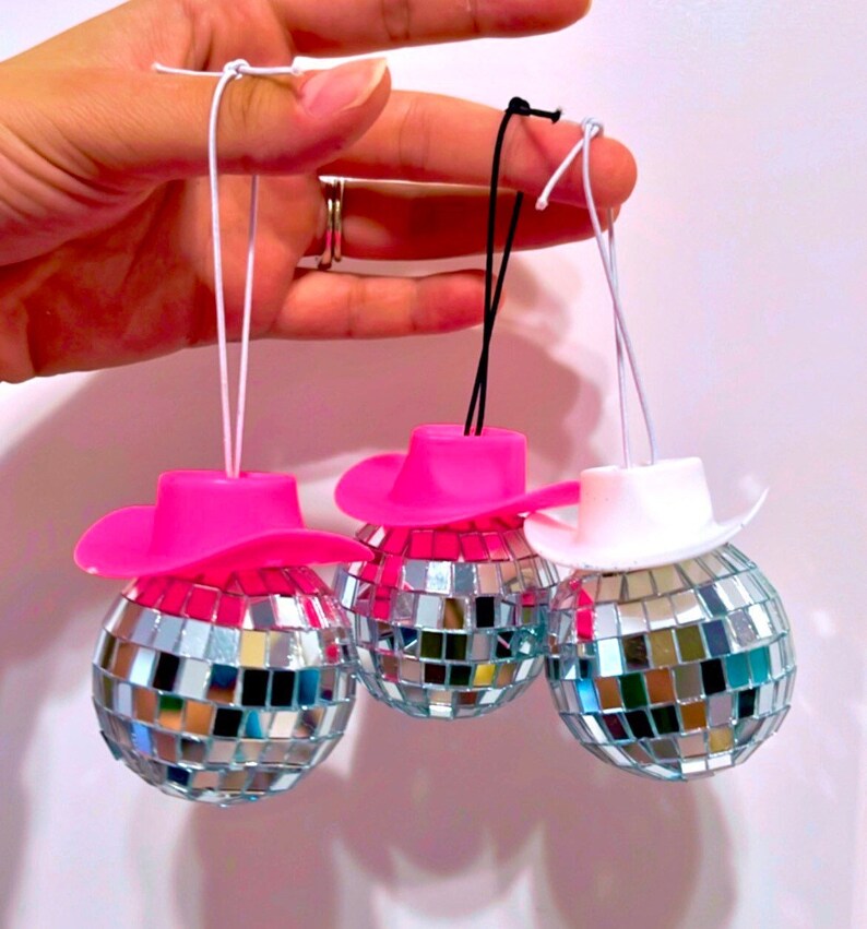 Cowboy Hat Disco Ball Rearview Mirror Car Charm / Cowboy Hat Etsy