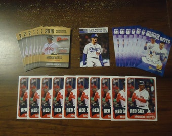25 Card Mookie Betts Lot (7) 2020 1st Dodgers Facsimile Auto (7) 2010 HS Rookie (10) 1989 Topps Style Rookie (1) 2020 Dodgers Ltd Ed to 50