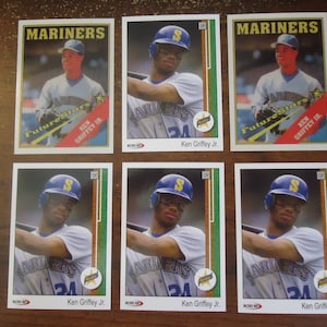 Ken Griffey Jr 6 Card Lot 1989 Upper Deck Alternate Custom Rookie Card + 1988 Topps Style Future Stars