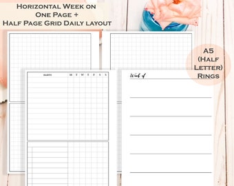 Weekly + Week on Four Pages Planner Insert - A5 (Half-Letter) Size