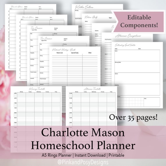Charlotte Mason Homeschool Planner Bundle A5 Half Letter | Etsy