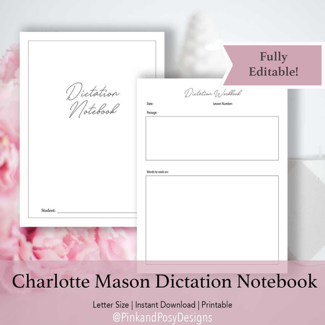 Charlotte Mason Dictation Notebook Fully Editable Etsy