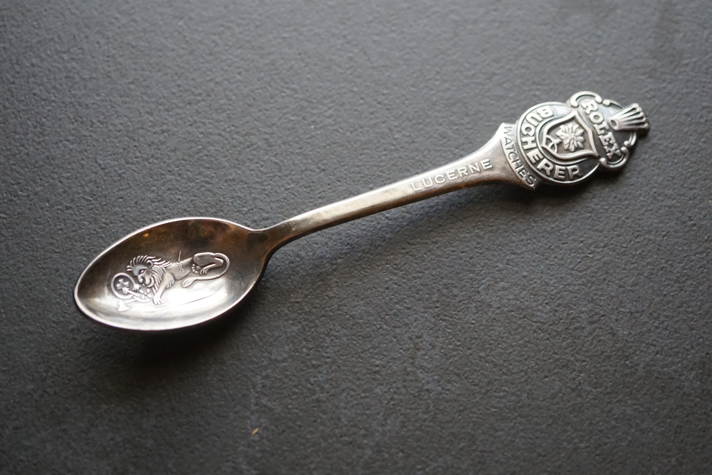 Vintage Rolex Bucherer Souvenir Silver Plated Spoon, Sugar Vintage Rolex Bucherer Souvenir Silver Plated Spoon, Sugar