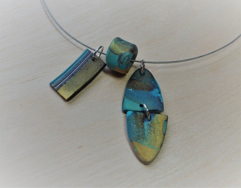 Pendants Gold Choker Neck Wire Turquoise Stainless Steel Polymer Mod Pendants