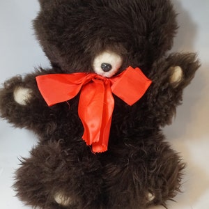 Vintage Plush Furry Teddy Bear, Jingle Sound, 13" Tall, Sitting,*READ DESCRIPTION BELOW