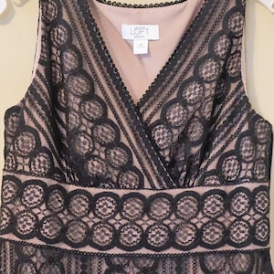 Anne Taylor Loft Black Lace Dress Sleeveless Lined Cocktail Dress, Flounce Bottom, Tulip, Petite 6,*READ DESCRIPTION