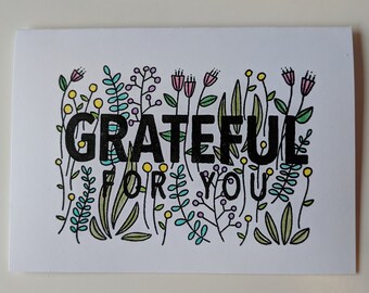 Grateful for You, White Floral, Handmade Cards