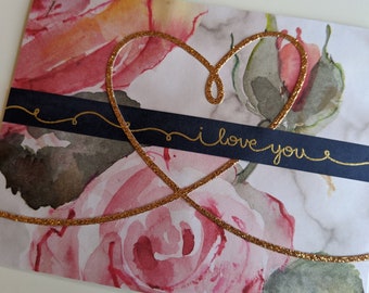 Glitter Rose Heart Landscape