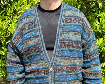 Missoni Cardigan 3D Knit Geometrical Pullover Retro Sweater Size XL