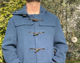 Wool Duffle Coat, 1980s Hooded Black Duffle, Long Winter Wool Duffle Coat, 1980s Hooded Black Duffle, Long Winter