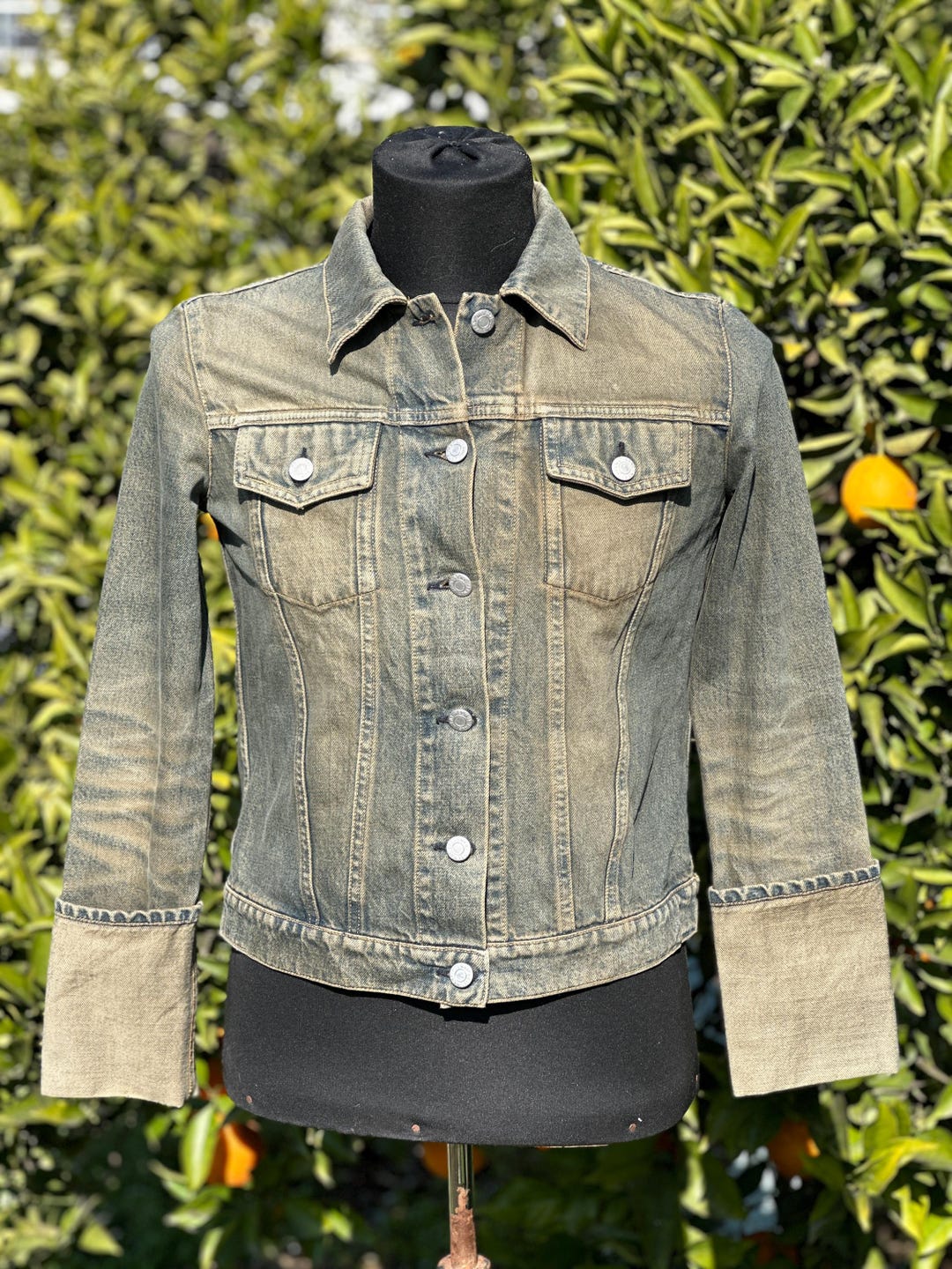 【HELMUT LANG Archive】CUTOFF DENIM JACKET Vintage Helmut Lang Black Classic Denim Jacket 1999 Italy 46