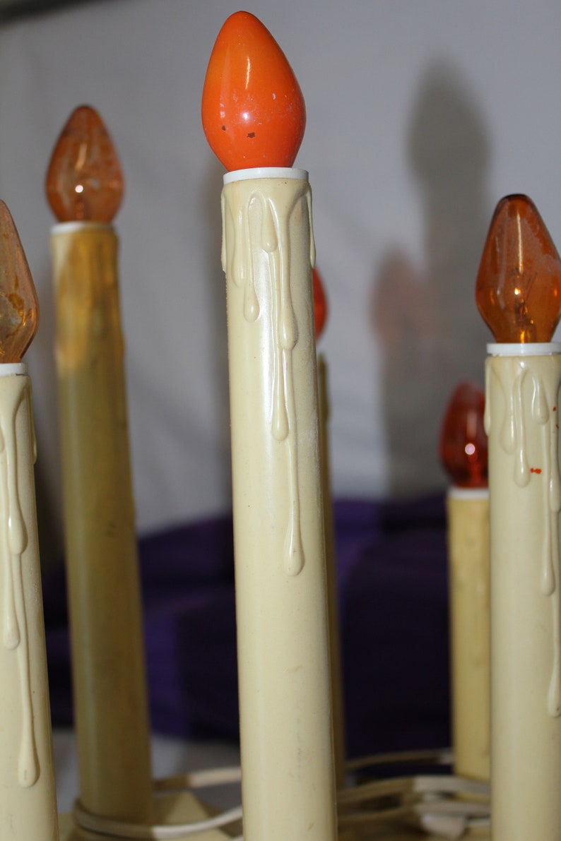 Vintage Electric Christmas Candles Window Plastic Candolier Etsy