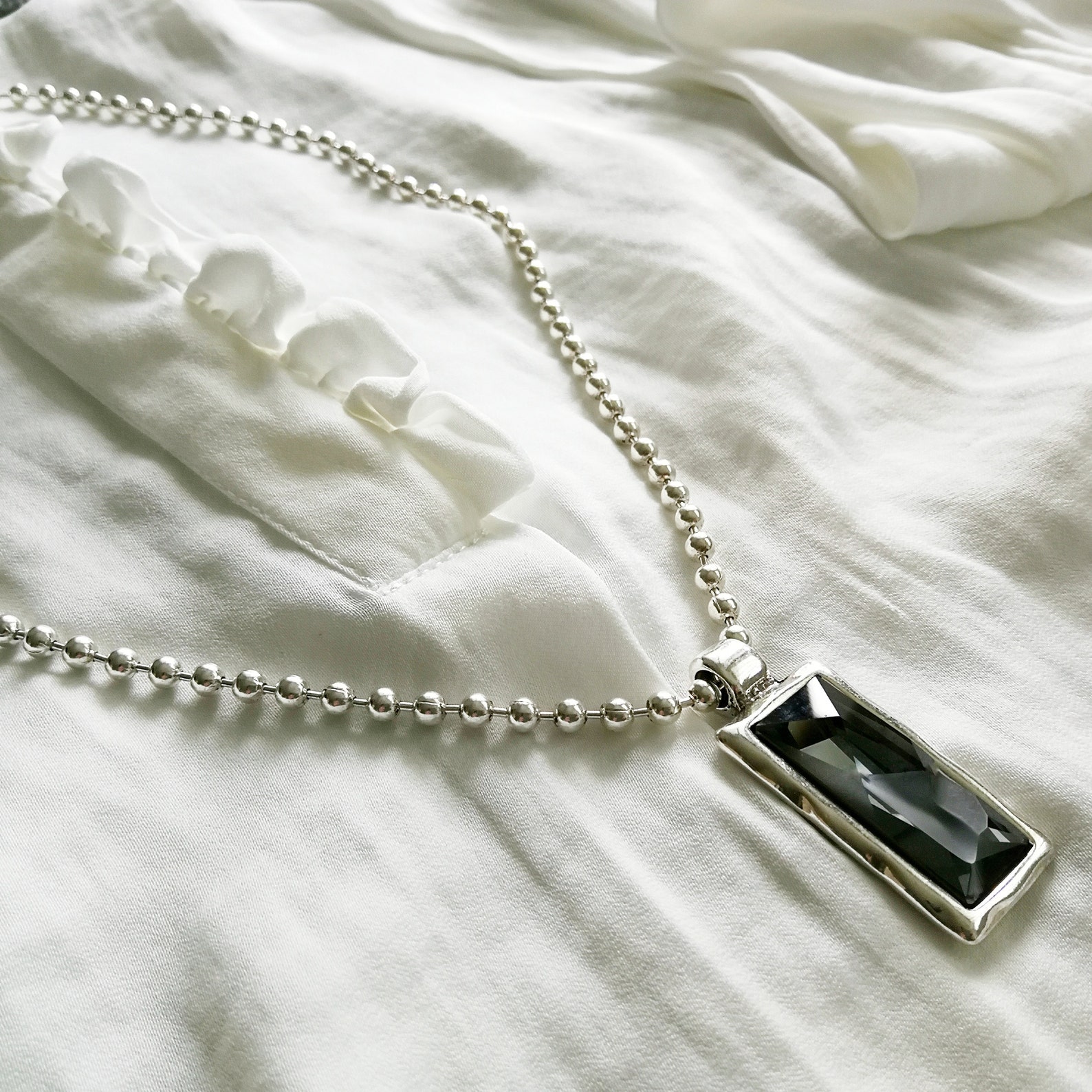 Large Swarovski Crystal Necklace Rectangle Swarovski Pendant Etsy UK