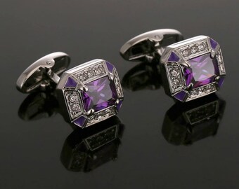 Select Gifts Purple Violet Carry On Gold-Tone Square Cufflinks with Engraved Personalised Case Select Gifts Purple Violet Carry On Gold-Tone Square Cufflinks with Engraved Personalised Case