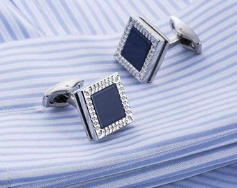 Aooaz Mens Cufflinks Stainless Steel Square Lattice Black Blue Wedding Dad Unique Jewelry Box Fancy Elegant Aooaz Mens Cufflinks Stainless Steel Square Lattice Black Blue Wedding Dad Unique Jewelry Box Fancy Elegant