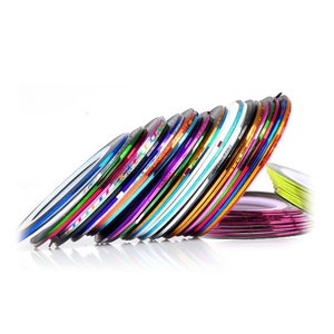 Rolos de adesivos para Nail Art 30 unidades rolos de cores variadas com listras