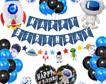 Outer Space Party Balloons Garland Kit Rocket Astronaut balloons Latex Balloons- Rocket Balloon Astronaut Balloon Space