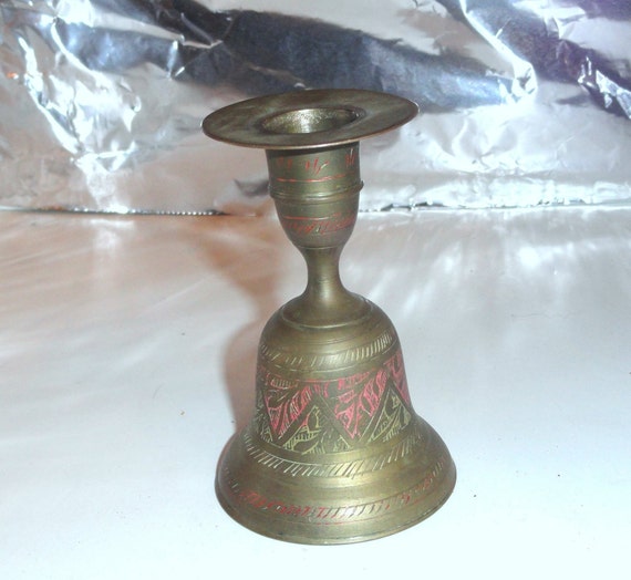 Vintage India Brass Bell With Candle Or Incense Holder Etsy