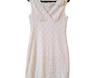 Sfuzi Women's White Embroidered Sleeveless Dress Size L Wedding Easter Casual