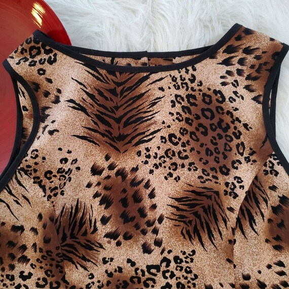 VTG Sag Harbor Womens Top Size 14 Tan Animal Prin… - image 5