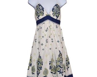 Teeze Me Womens Empire Halter Dress Size 7 Ivory Blue Glitter Lined