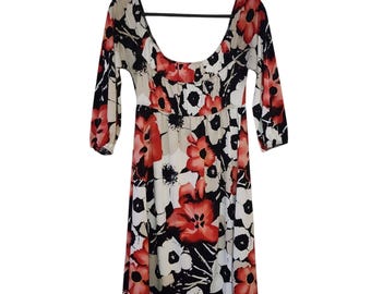 Catch My I Floral Empire Dress - Slinky Knit - Size Small