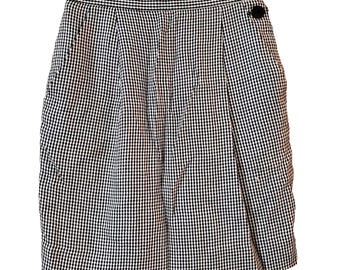 VTG Jones New York Womens Knit Skirt Size 6 Black White Pleated Lined Pockets