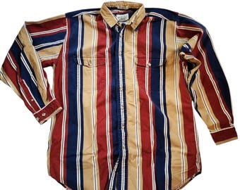 Eddie Bauer Mens Elkhorn Canvas Shirt Size Tall XLT Striped Button Down