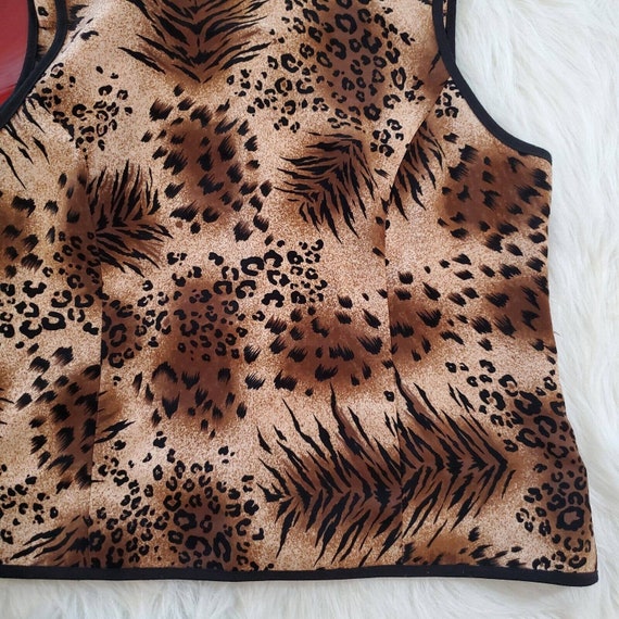 VTG Sag Harbor Womens Top Size 14 Tan Animal Prin… - image 6