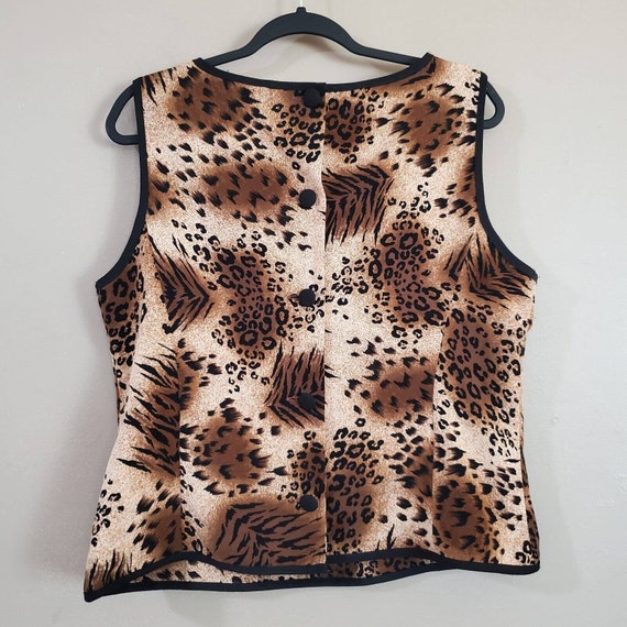 VTG Sag Harbor Womens Top Size 14 Tan Animal Prin… - image 2