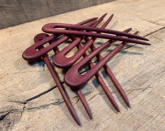 Handmade Wooden Hair Pin / Hair Fork - Limited Edition Purpleheart