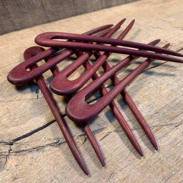 Handmade Wooden Hair Pin / Hair Fork - Limited Edition Purpleheart