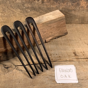 Handmade Wooden Hair Pin / Hair Fork Ebonized Oak