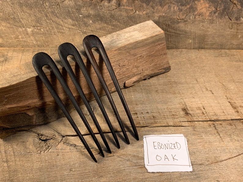 Handmade Wooden Hair Pin / Hair Fork Ebonized Oak