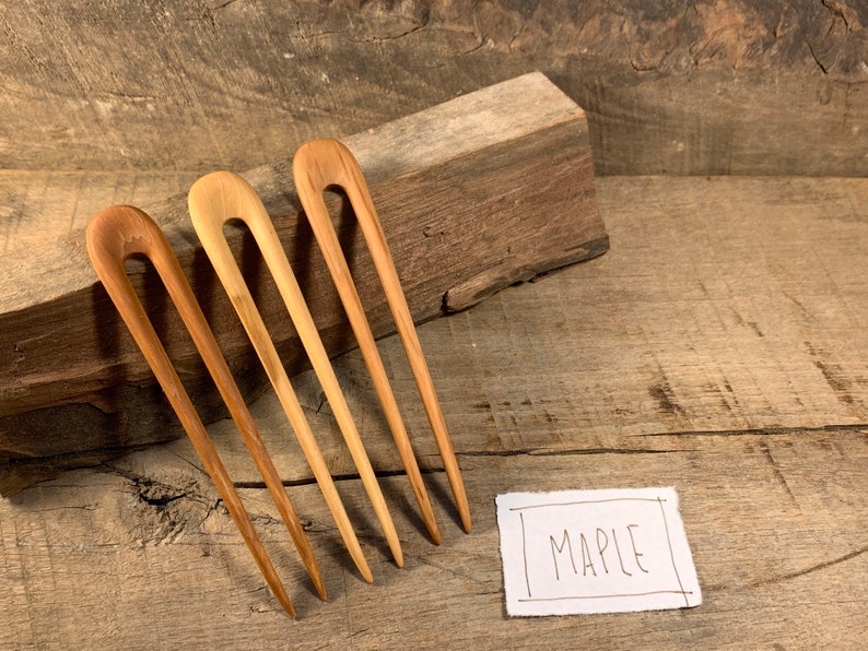 Handmade Wooden Hair Pin / Hair Fork Maple