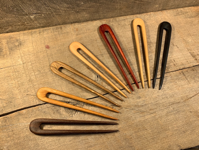 Handmade Wooden Hair Pin \/ Hair Fork