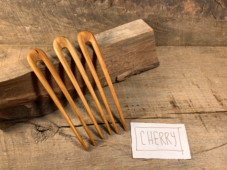 Handmade Wooden Hair Pin / Hair Fork Cherry